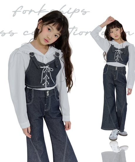 denim flare pants【100-160cm】