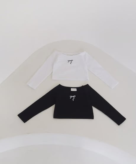 offshoulder simple ribbon long tee【70-150cm】