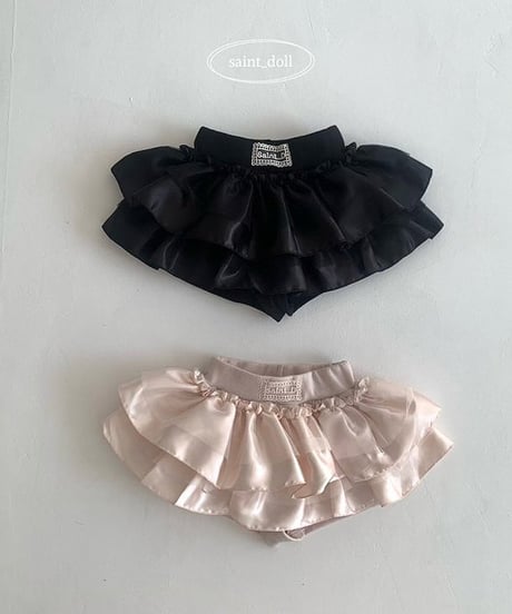 satin tiered mini skirt【90-160cm】