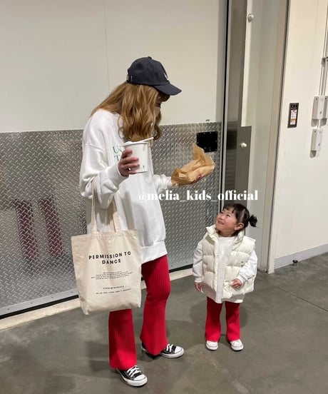 【Melia.original】Red rib flare pants  -MOM-