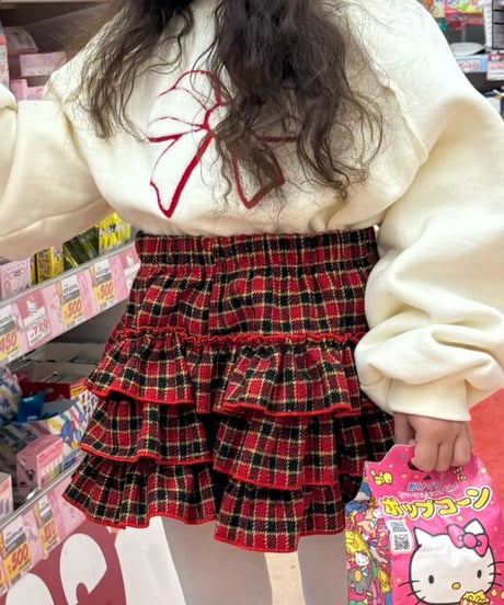 check tiered mini skirt【80-150cm】