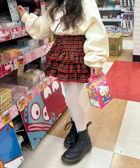 check tiered mini skirt【80-150cm】