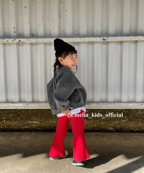 【Melia.original】Red rib  flare pants  -junior-