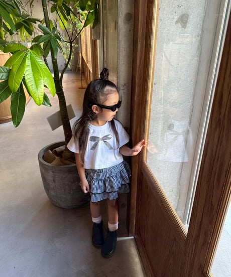 check ribbon  short tee【90-150cm】