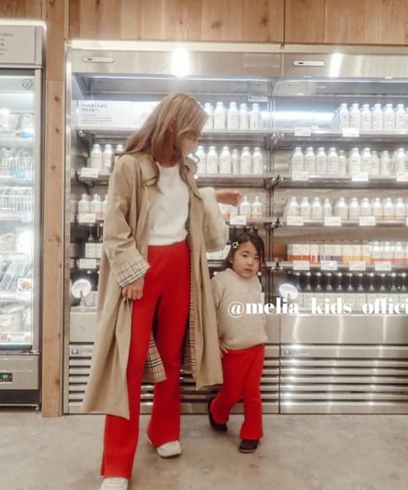 【Melia.original】Red rib flare pants  -MOM-