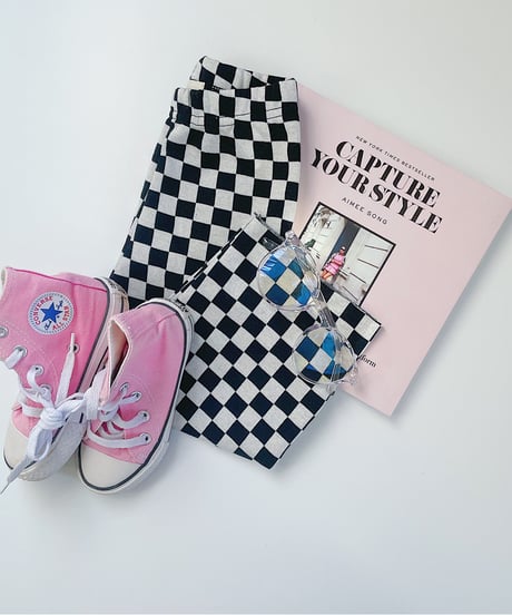 【Melia. original】checker "straight" pants -junior-
