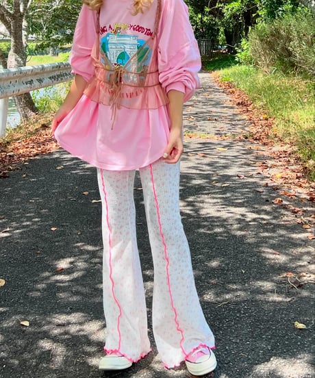 【Melia.original】Flower mellow flare pants -MOM-