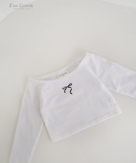 offshoulder simple ribbon long tee【70-150cm】