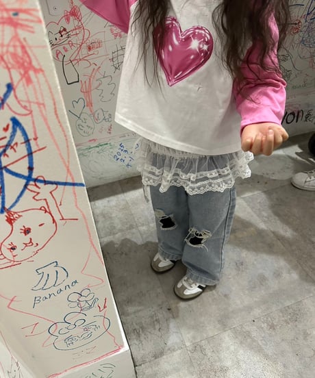 heart raglan long tee【90-150cm】