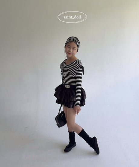 satin tiered mini skirt【90-160cm】