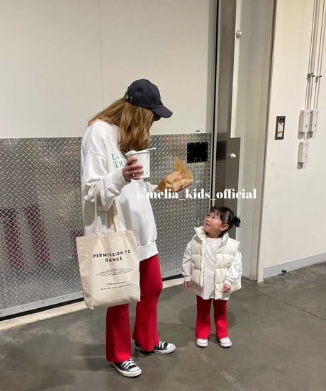 【Melia.original】Red rib flare pants  -MOM-