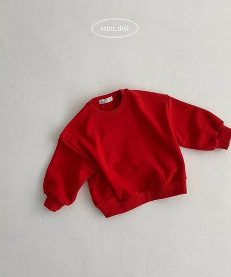 RED simple sweat pullover-MOM size-