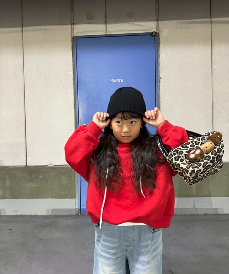 RED simple sweat pullover-MOM size-