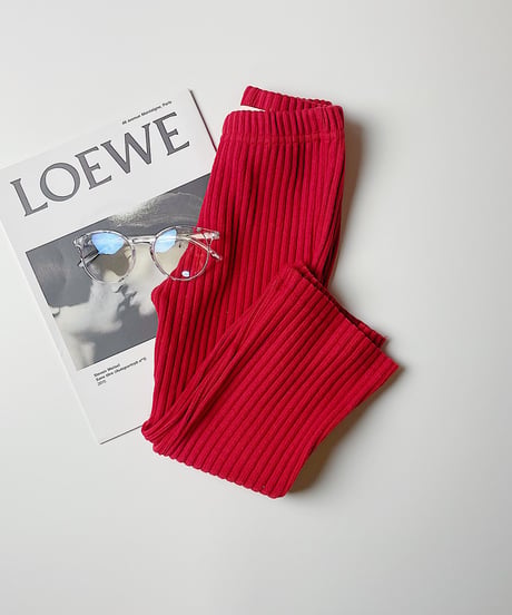 【Melia.original】Red rib  flare pants