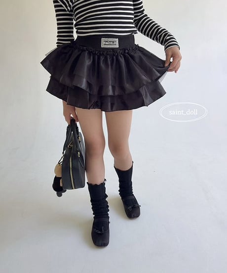 satin tiered mini skirt【90-160cm】
