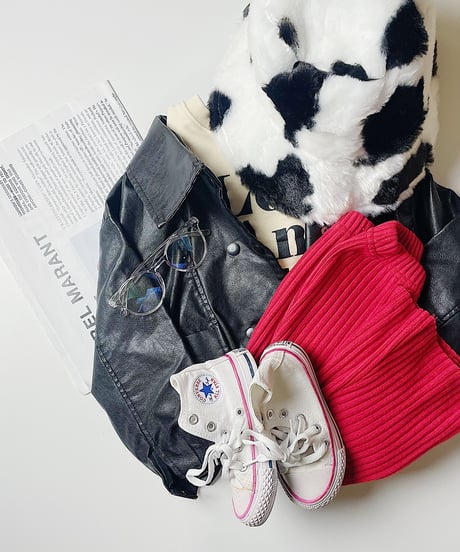 【Melia.original】Red rib  flare pants