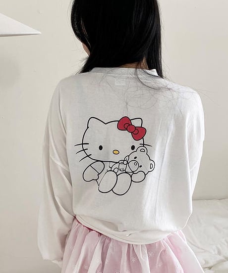kitty backprint long tee -ＭＯＭ-