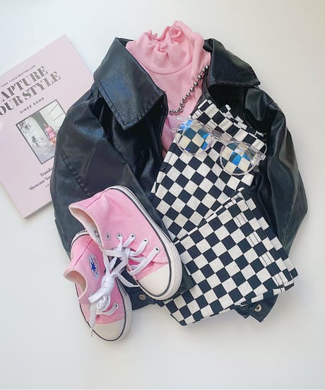 【Melia. original】checker "flare" pants -junior-