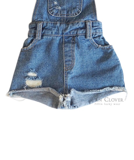 【予約商品】【ZANCLOVR】damage denim short salopette【70-150cm】