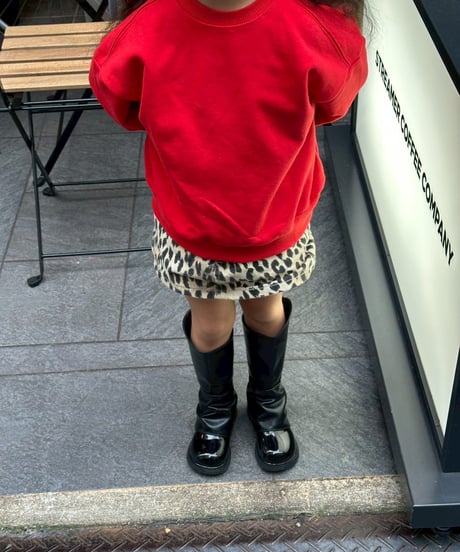 RED simple sweat pullover-MOM size-