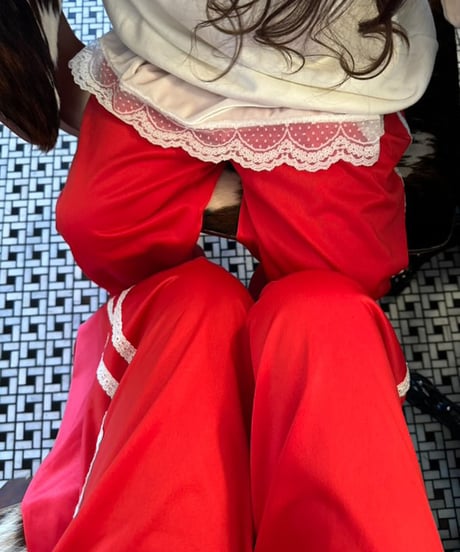 RED lace line straight wide pants【90-160cm】