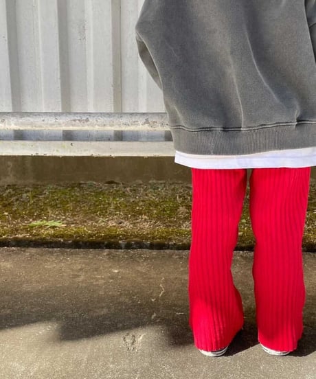 【Melia.original】Red rib  flare pants  -junior-