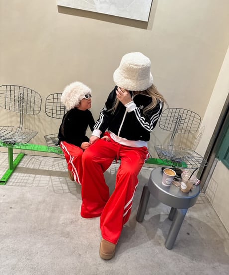 RED lace line straight wide pants【90-160cm】