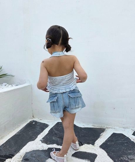 【予約商品】【ELLYMOLLY】Simple cutoff denim short pants【80-130cm】