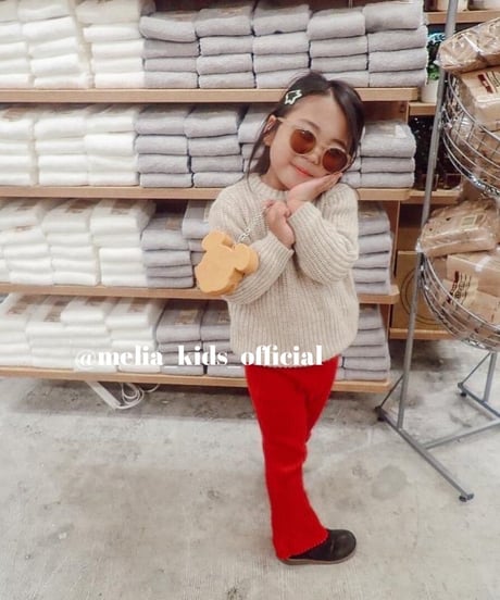 【Melia.original】Red rib flare pants  -MOM-