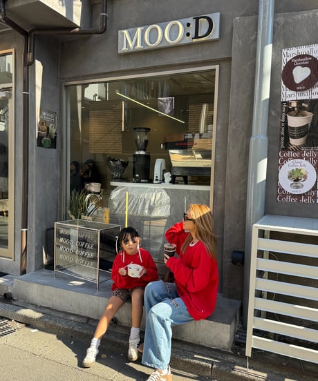 RED simple sweat pullover-MOM size-