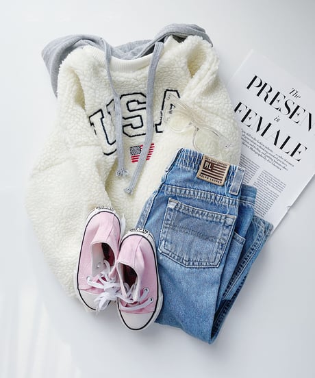 simple layered hoodie tops 【90-150ｃｍ】