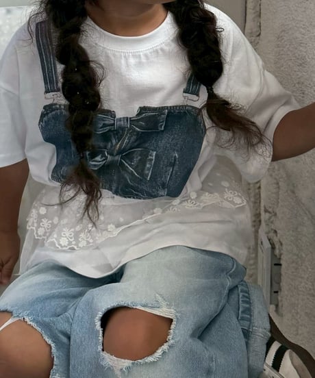 denim bustier print tee【80-150cm】