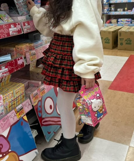 check tiered mini skirt【80-150cm】