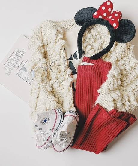 【Melia.original】Red rib  flare pants