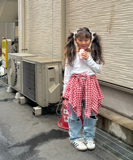 waist mark check skirt【70-150cm】