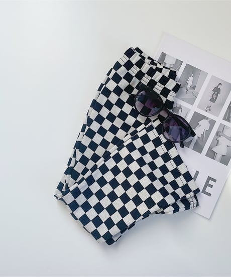 【Melia. original】checker "flare" pants -junior-