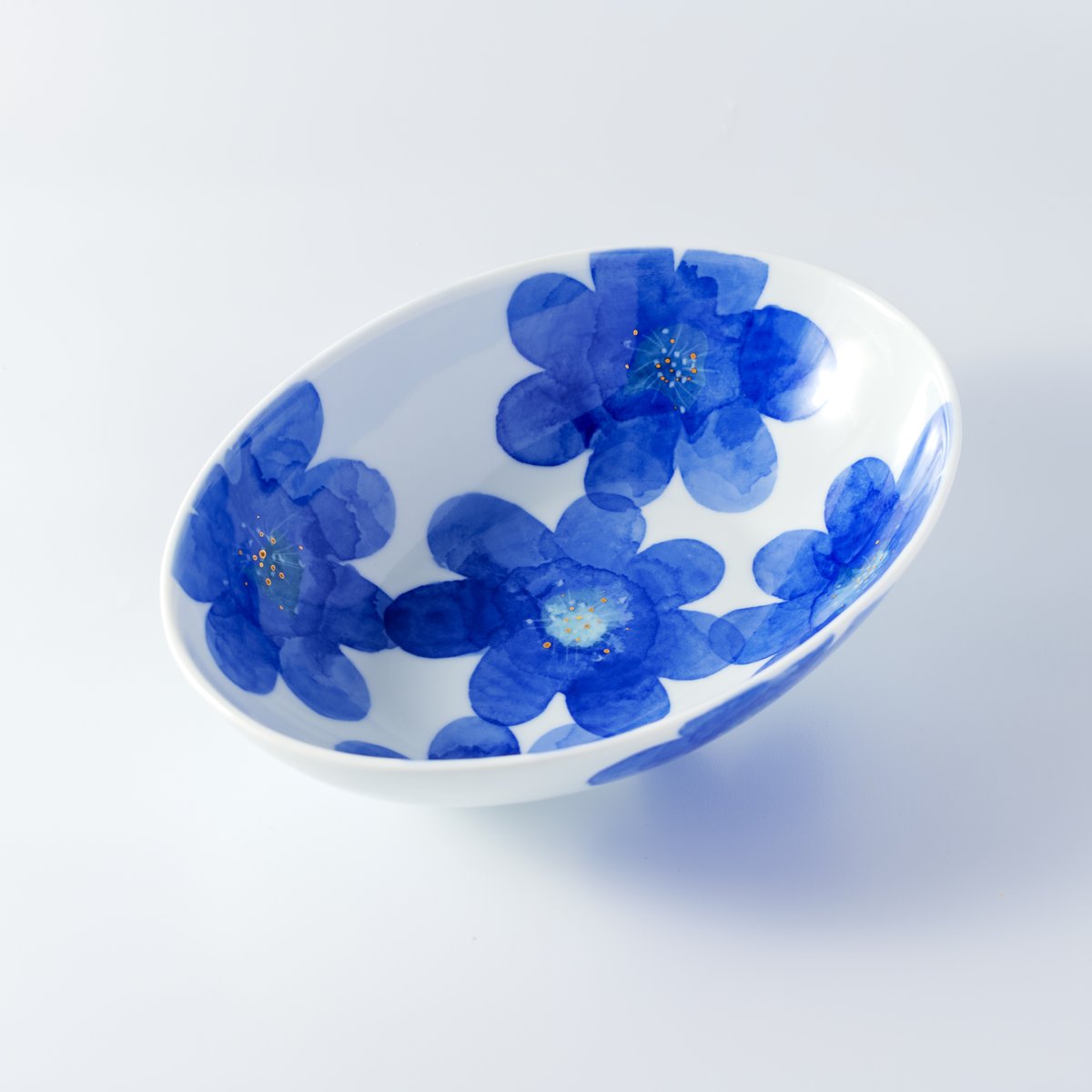 未使用　 Blue Plum 楕円形皿 P.S.ブルー /楕円深皿 | 砥部焼｜東窯 HIGASHIGAMA 公式