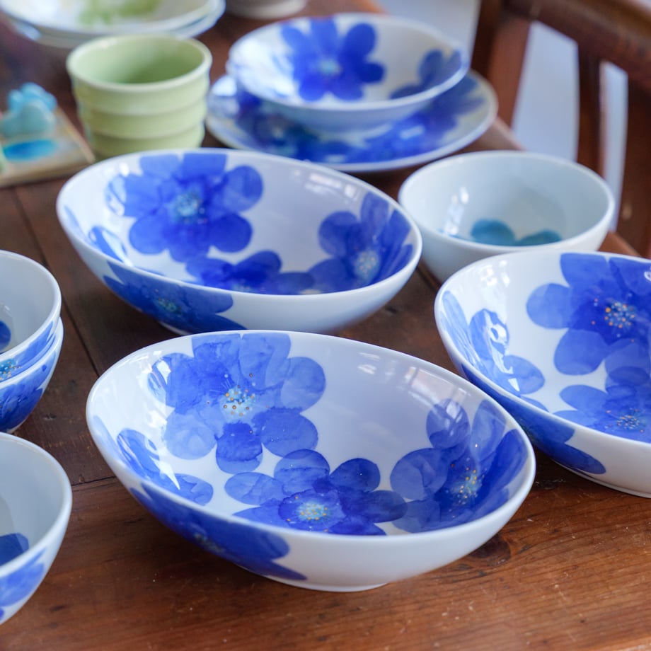 P.S.ブルー /楕円深皿 | 砥部焼｜東窯 HIGASHIGAMA 公式オンラインストア