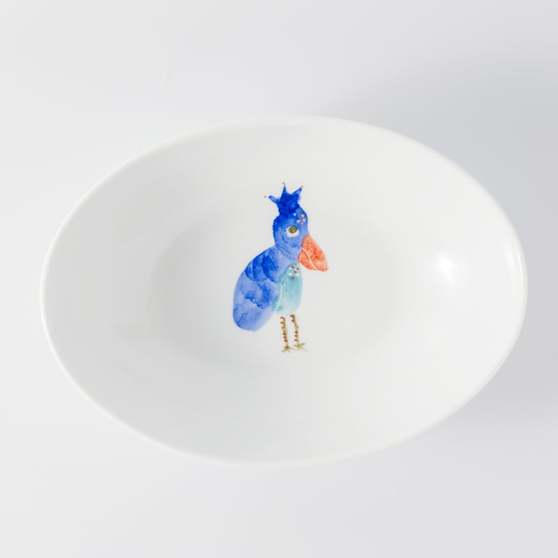 ハシビロコウ /楕円深皿 | 砥部焼｜東窯 HIGASHIGAMA 公式オンラインストア