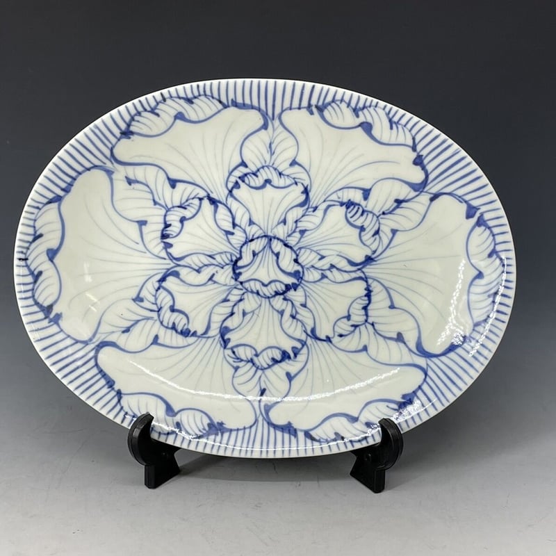 染付花弁文 楕円皿 | 古川陶磁器ストア