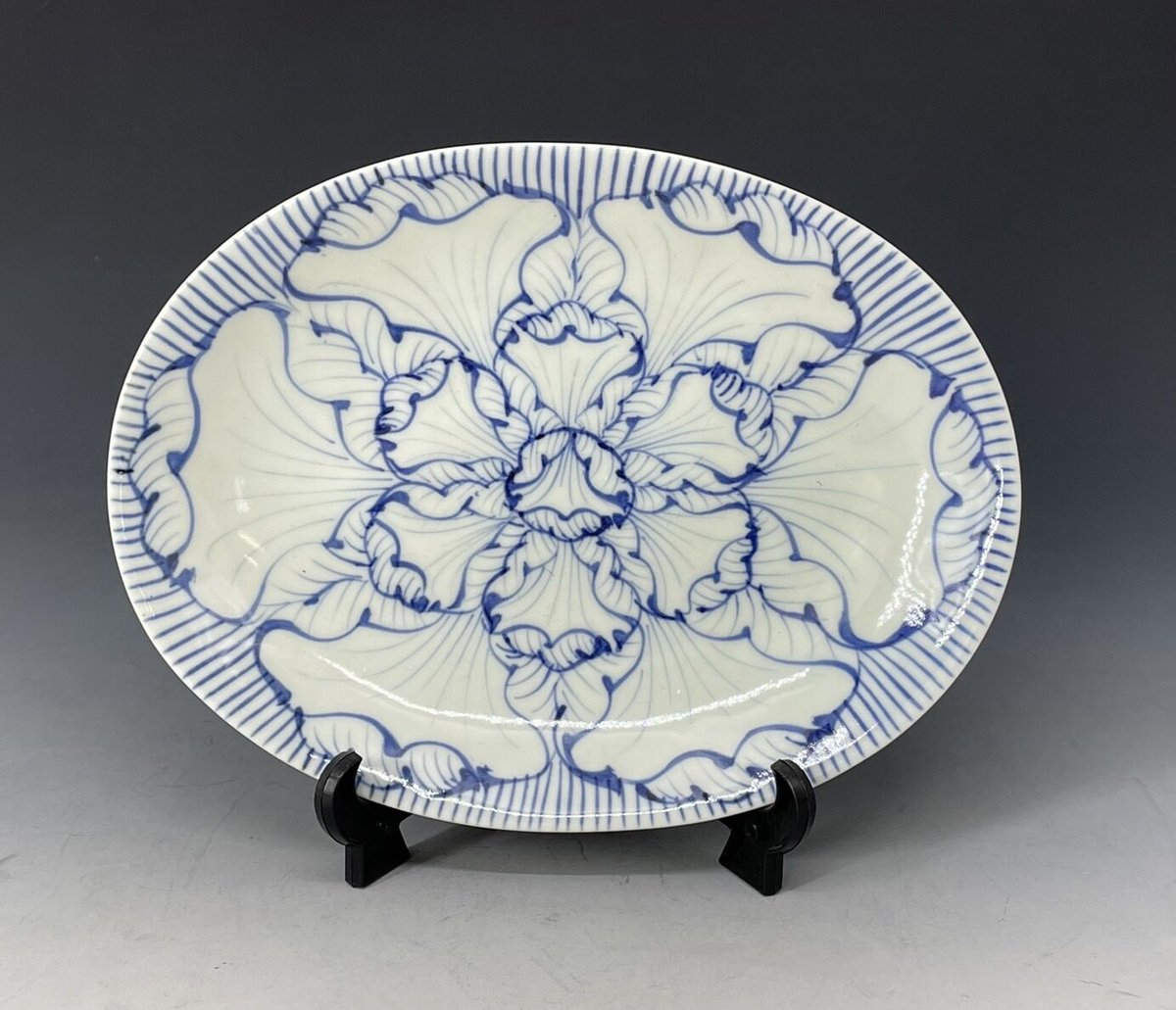 染付花弁文 楕円皿 | 古川陶磁器ストア