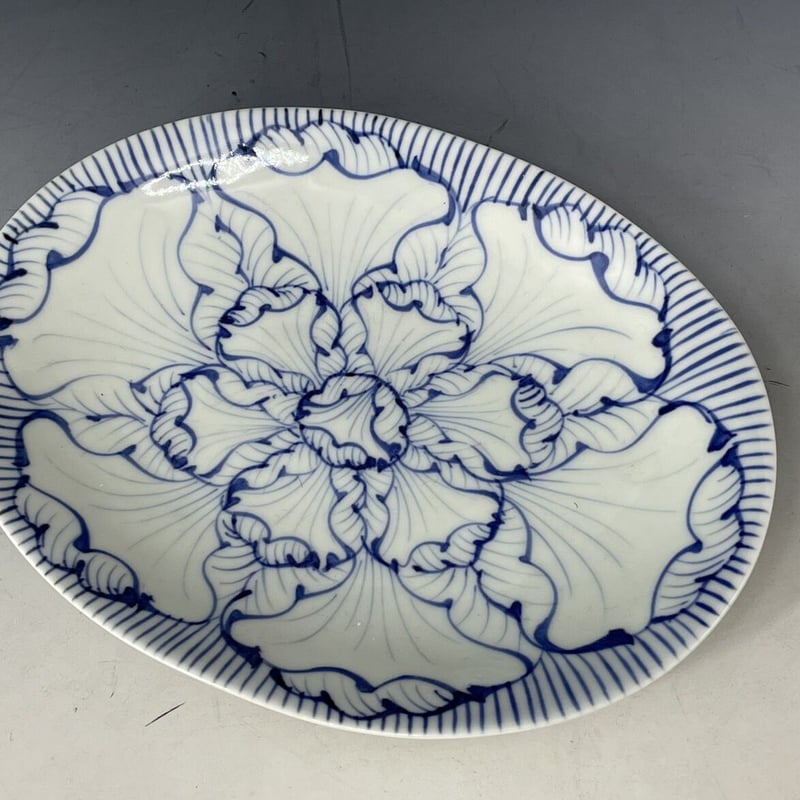 染付花弁文 楕円皿 | 古川陶磁器ストア
