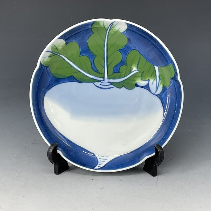 和食器　色絵　カブ形　銘々皿　五客　時代箱　V　8440 和食器 色絵 カブ形 銘々皿 五客 時代箱 V 8440 工芸品