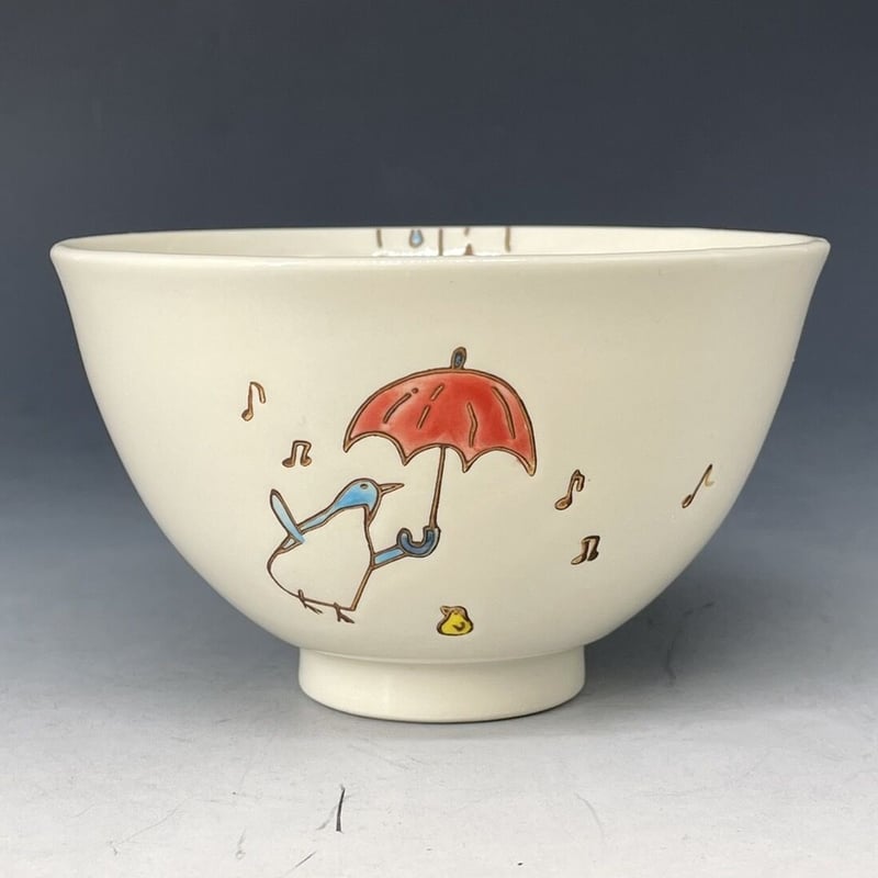 雨の日ペンギン 丸茶碗 | 古川陶磁器ストア