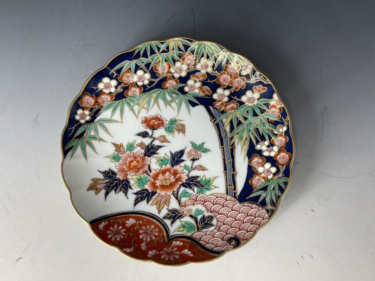 可なり古い和皿 ささ赤梅 菊型皿 | 古川陶磁器ストア