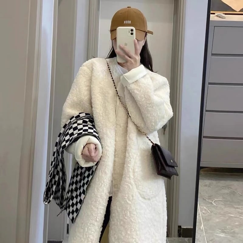 ◇予約◇ノーカラーボアロングコート | PBselect 