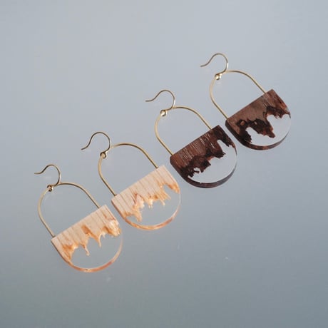 nooca wood  ellipse pierce / earring