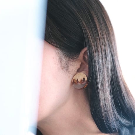 nooca wood circle pierce / earring