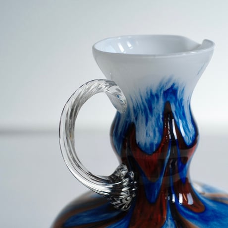 Blue and brown glass vase