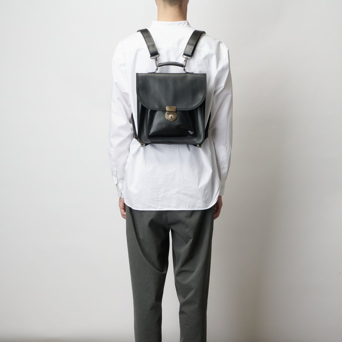 ハシグチケント 似つかわしく olden black 学生カバン風 リュック 4WAY